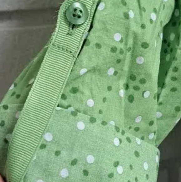 Coldwater Creek Lime Green Polka Dot Button-Up Blouse Roll Tab Sleeves 2x - Picture 6 of 6
